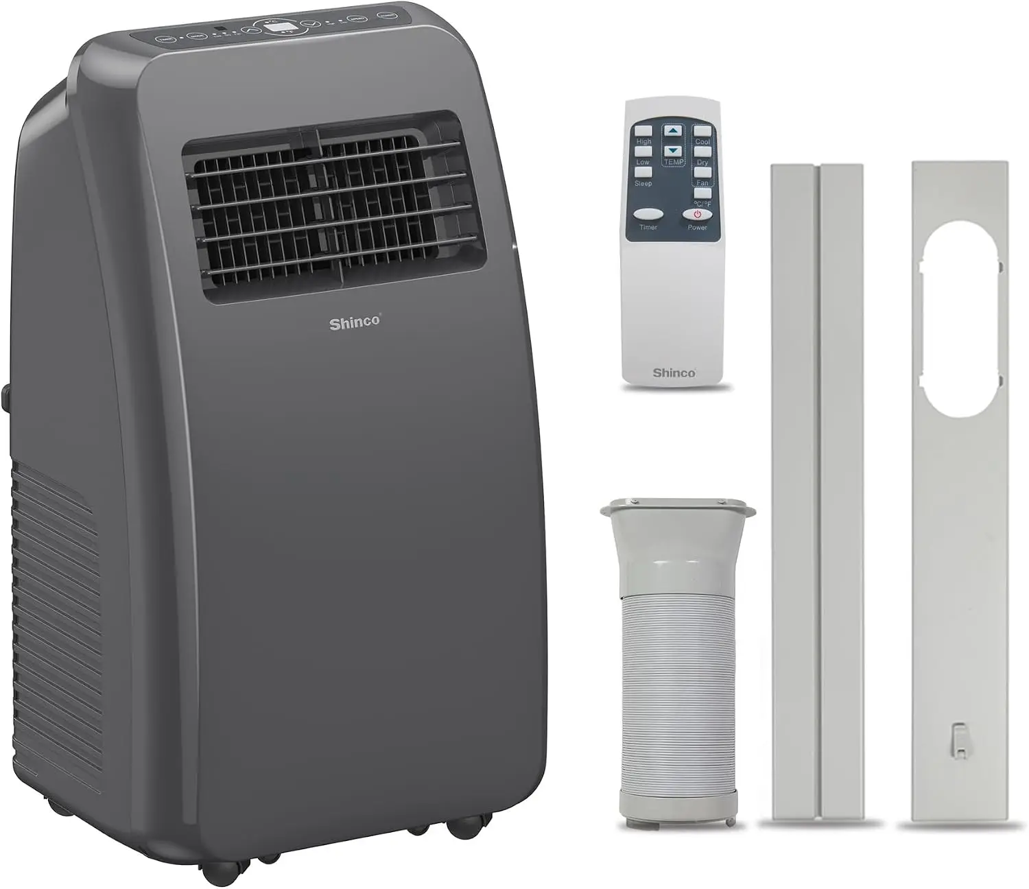 Portable Air Conditioner, 8,000 BTU Grey AC Unit with Built-in Cooling, Dehumidifier & Fan Modes, Room Air Conditioner for Spaces up to 350 sq.ft, Includes Remote Control & Installation Kit