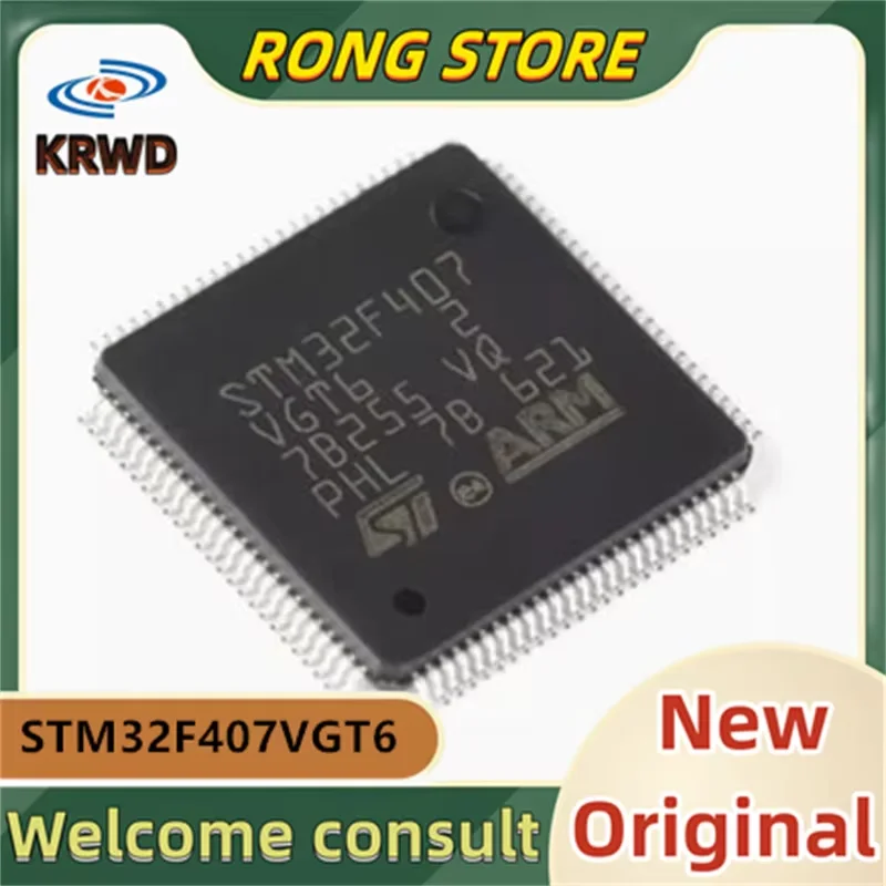 5PCS STM32F407 VGT6 New and Original Chip IC STM32F407VGT6 STM32F407 LQFP-100 ARM Cortex-M4 32-bit MCU