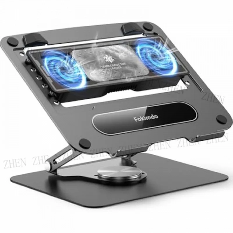 حامل تبريد للكمبيوتر المحمول باللون الأسود قابل للتعديل مع مبرد حراري قابل للفصل