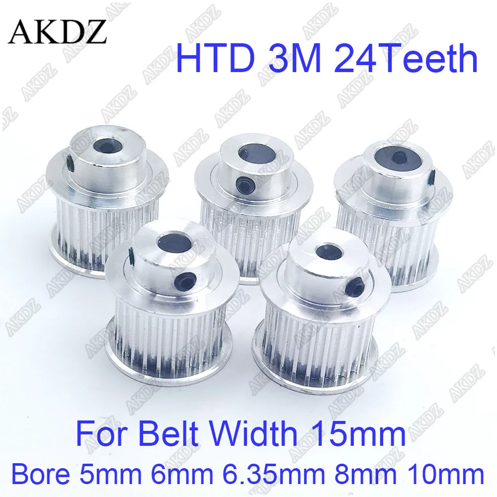 HTD 3M 24 Teeth Bore 5mm 6mm 6.35mm 8mm 10mm Timing Pulley For Belt Width 15mm 3M Synchronous belt pulley HTD3M 24T 24Teeth