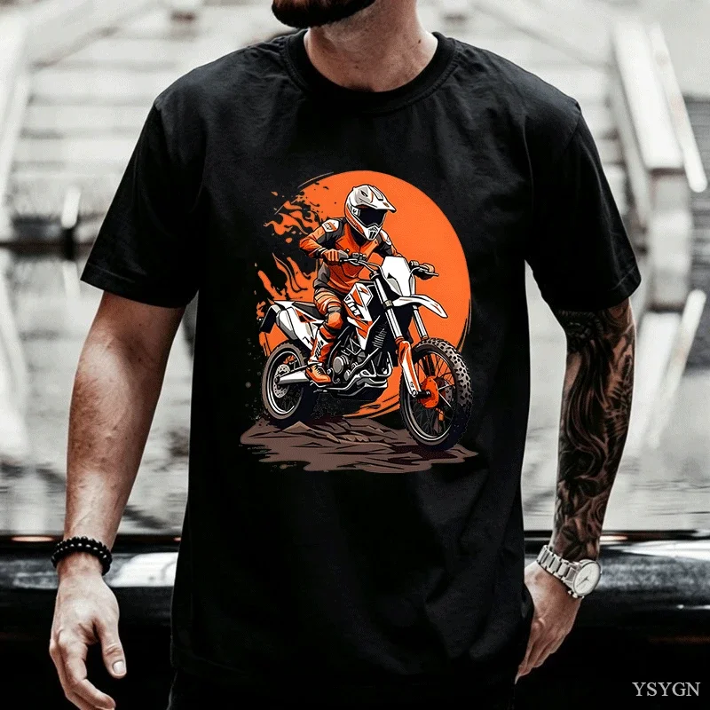 Dirt Bike Motocross Rider Extreme Sport Art Graphic Print Men Women Matching Short Sleeve Tee Casual Daily Tops