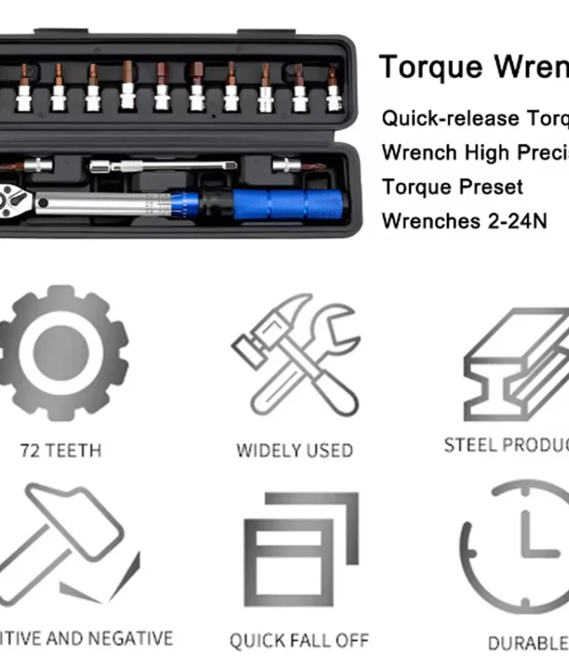 Quick-release Torque Wrench Repairing Tool High Precise Torque Preset Wrenches 2-24N.m Torque Adjustable 1/4inch Ratchet Wrench