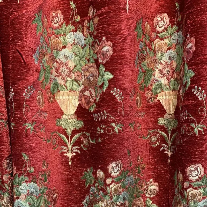 American Chenille Jacquard Curtains Living Room Bedroom Balcony Jacquard Curtains Blackout Heat Insulation Thick Fabric Decor