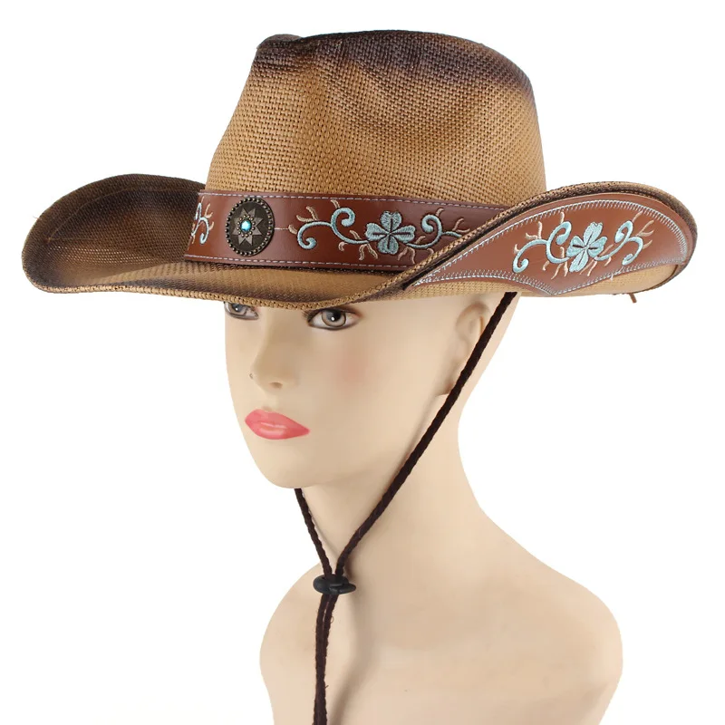 

Vintage Straw Hat Western Cowboy Hat Spring Summer Panama Sun Hats Retro Elegant Cowgirl Jazz Cap Sombrero Hombre Decoration