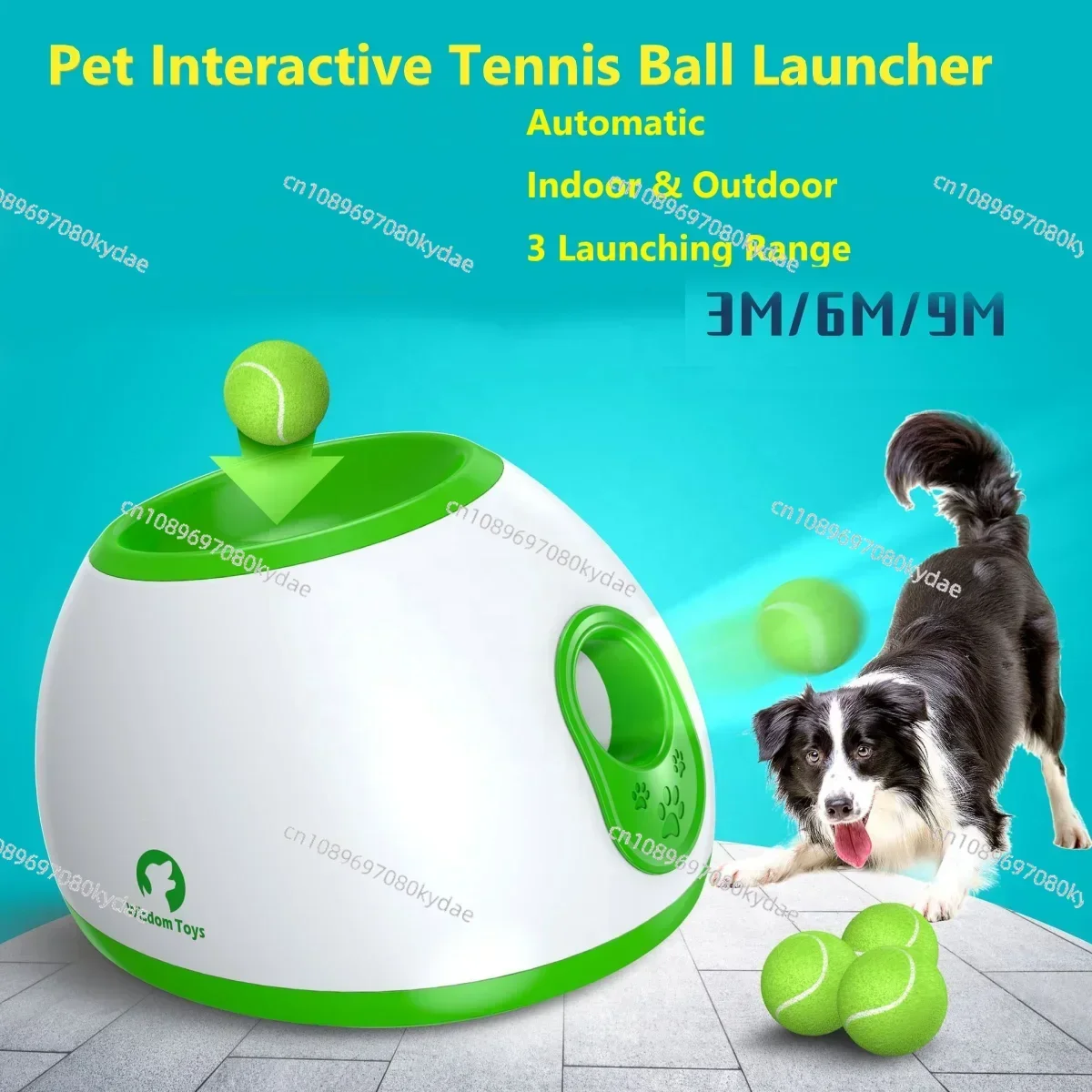 Automatic Dog Ball Launcher Interactive Ball Thrower For Dogs Launches Standard Tennis Balls Adjustable Throwing Range