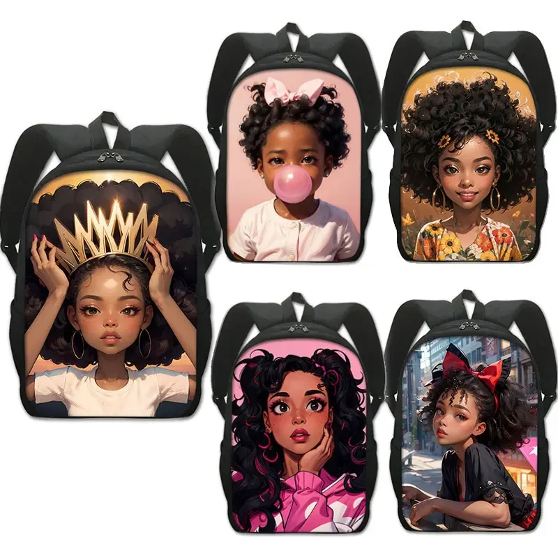 American Africa Girls Print Backpack Afro Black Women Pattern Student School Bags for Kids Bookbag Laptop Daypack Rucksacks Gift