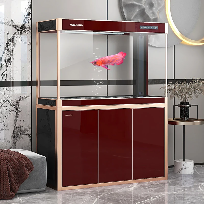

T Aquarium large living room floor-to-ceiling light luxury ultra-white glass water-free bottom filter arowana tank