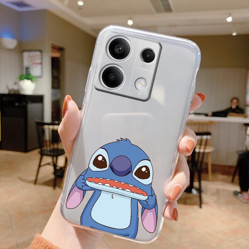 For Redmi Note 13 4G 5G Phone Case Kawaii Stitch Cartoon Cute Soft TPU Transparent Cover Angle Fundas For Redmi Note13 Capa