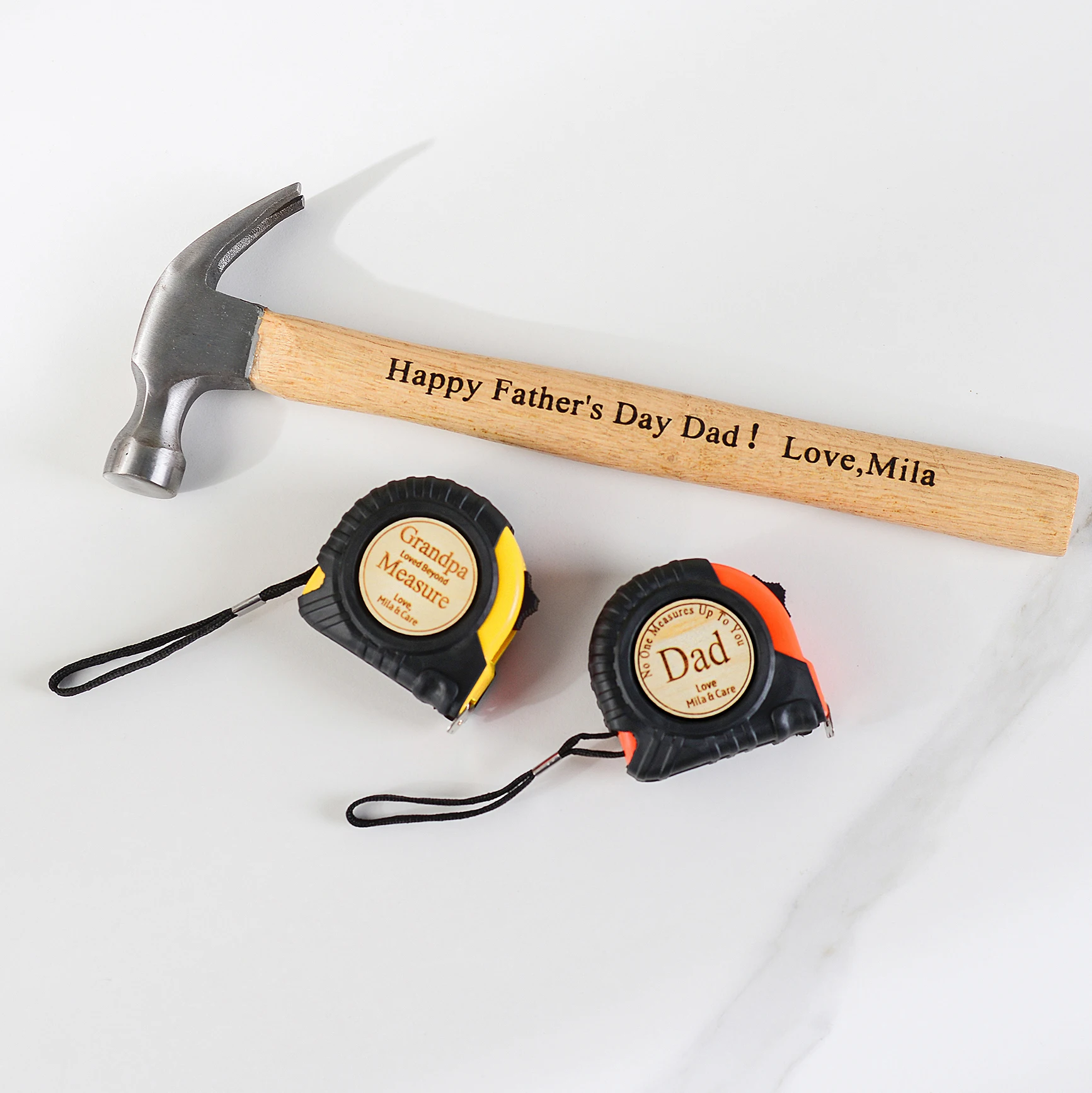 Personalized Claw Hammer and Tape Measure Customized for Men Engraved Names Multiple Designs Perfect Gift for Father's Day