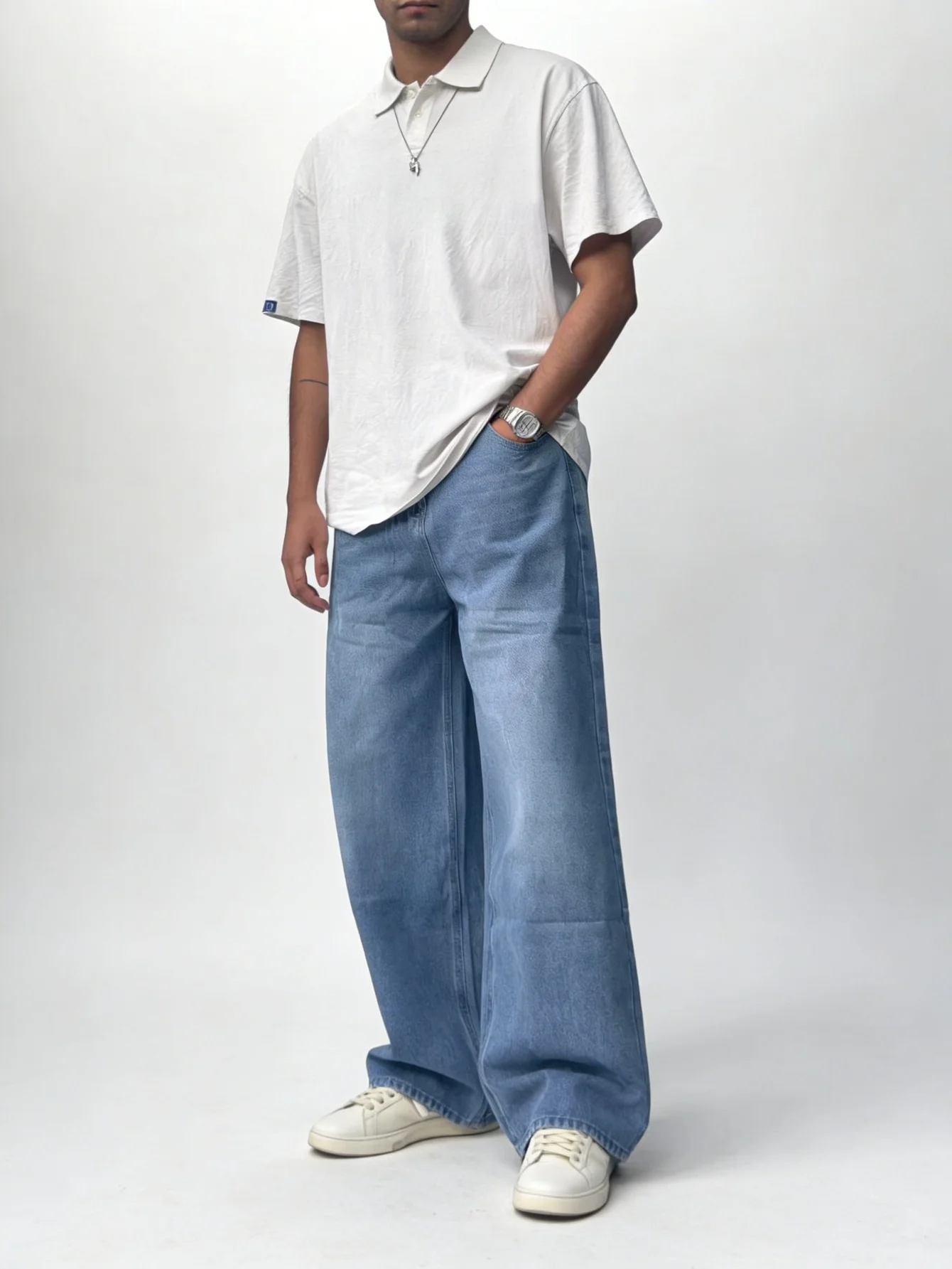 

Модные мужские широкие джинсы Y2K, свободные брюки, универсальный стиль, аксессуары в комплект не входят