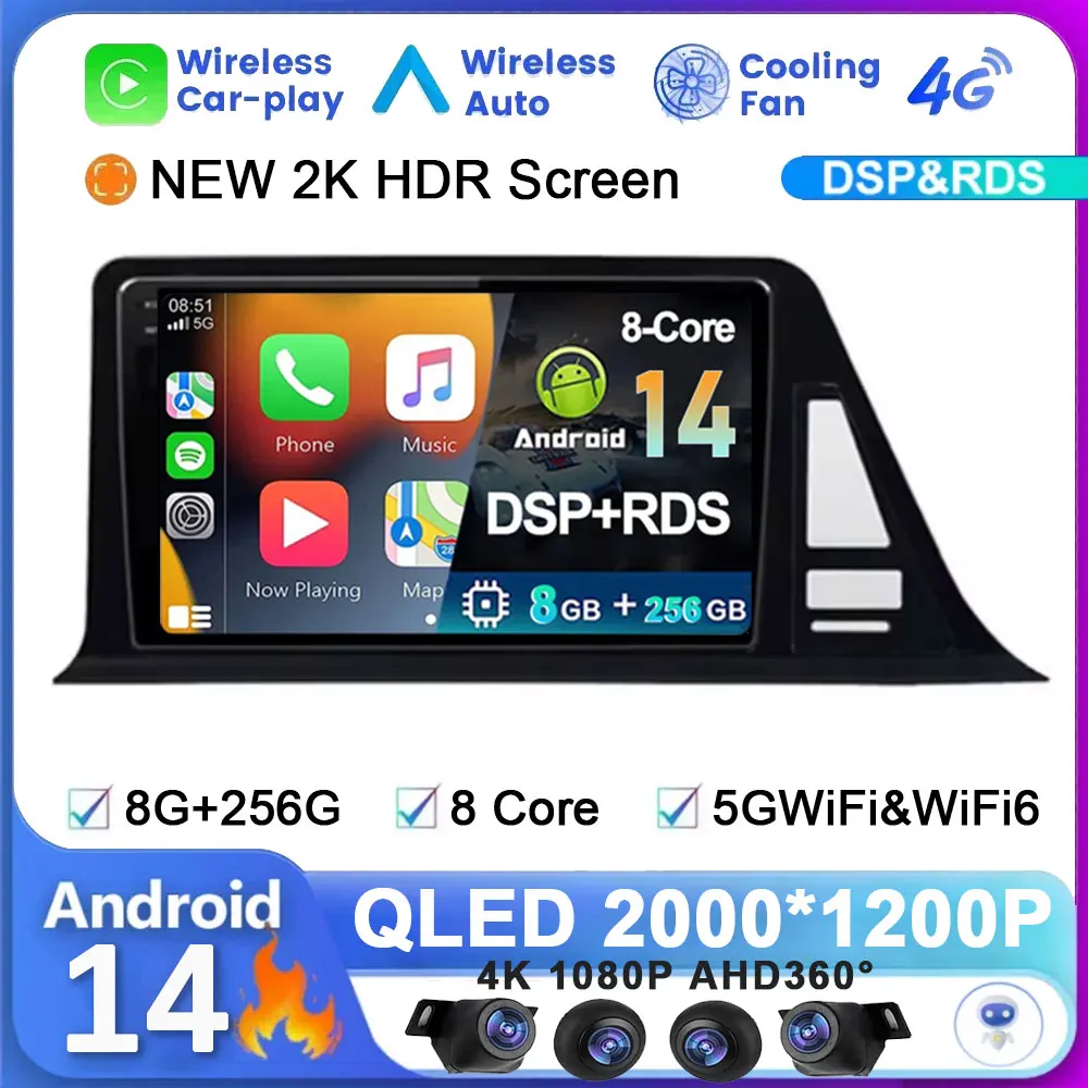 

Android 14 For Toyota CHR C-HR 2016 2017 2018 2019 Car Radio Wireless Carplay Navi GPS Multimedia Video Player Auto Stereo DVD