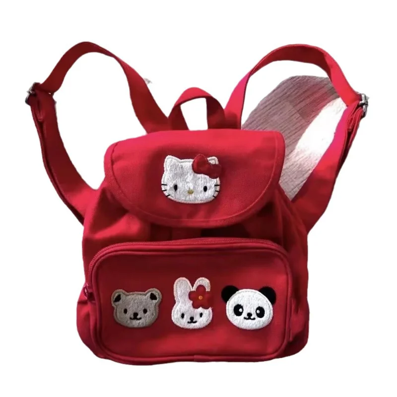 Sanrio New Hello Kitty Student Schoolbag Cartoon Lightweight Cute Spine Protection Panda Backpack