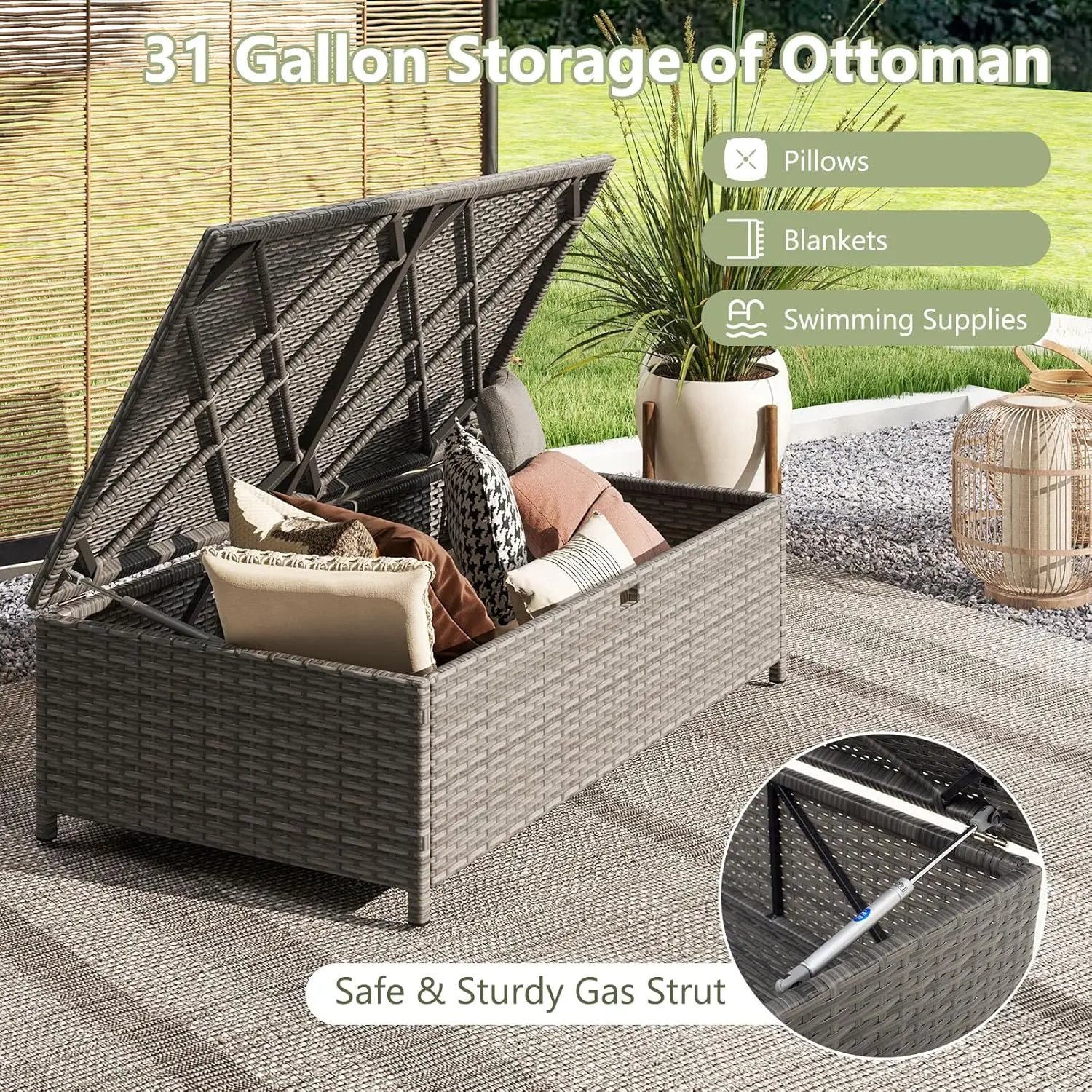 Wicker Patio Daybed Loveseat O - Outdoor Furniture Balcony recension och pris