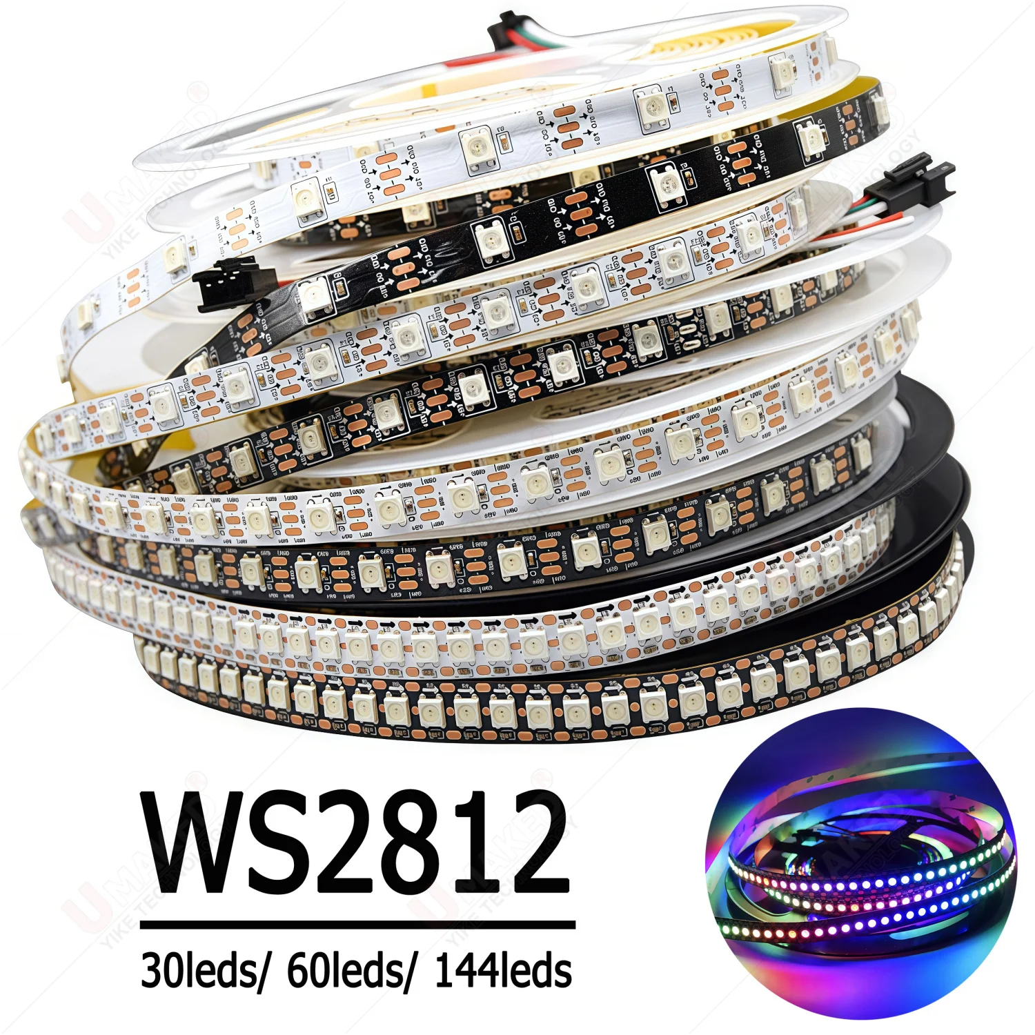 DC5V WS2812B Individually Addressable 5050 RGB Led Strip WS2812 Smart Pixel Led Light Black White PCB Waterproof IP30/65/67 diy