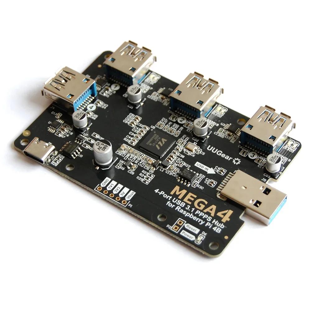 VoltSMEGA4: 4-PORT USB 3.1 PPPS HUB FOR RASPBERRY PI 4B