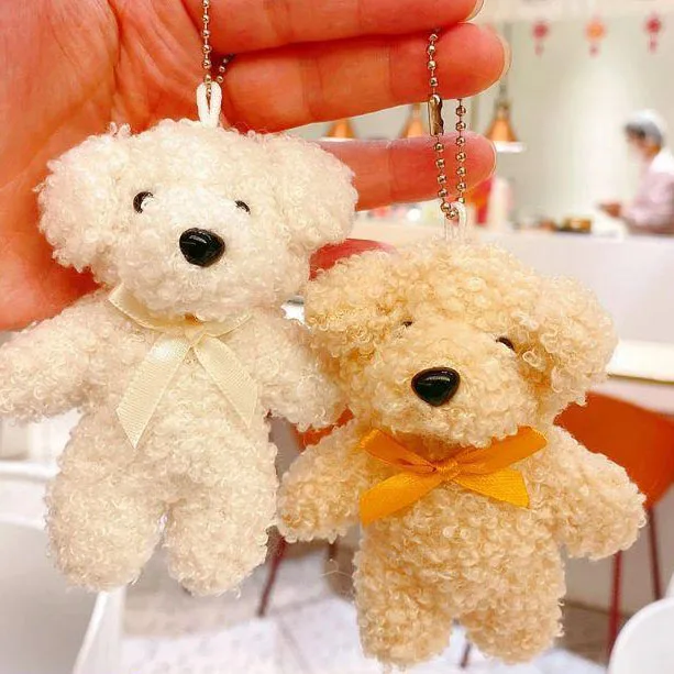 Creative Curly Tie Dog Keychain Cute Cartoon Gift Phone Chain Fashion Harajuku For Girls Plush Pendant Student Bag Accessories