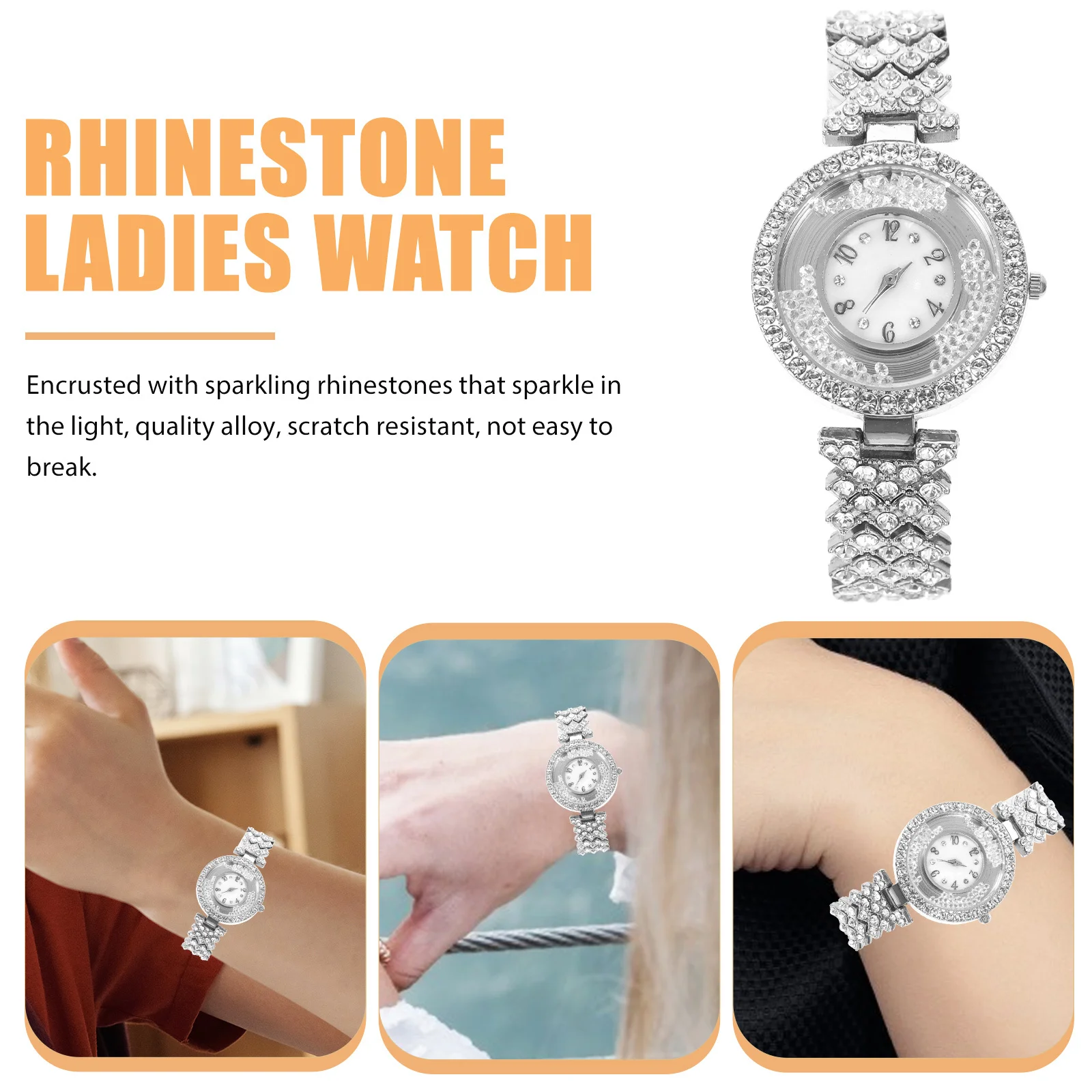 

Elegant Women Wristwatch Rhinestone Embellished Scratch Resistant Comfortable Strap Stylish Practical Anniversary Gift