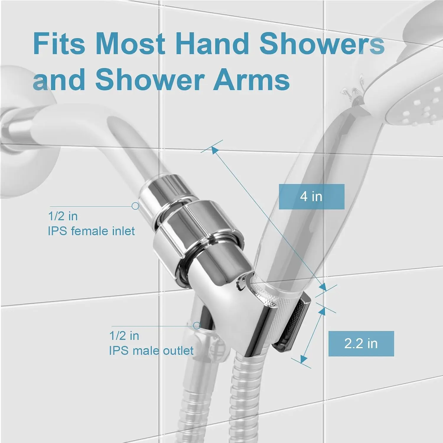 Shower Head Holder for Handheld Shower Head Adjustable Shower Arm Mount for Connecting Shower Arm and Shower Hose G 1/2