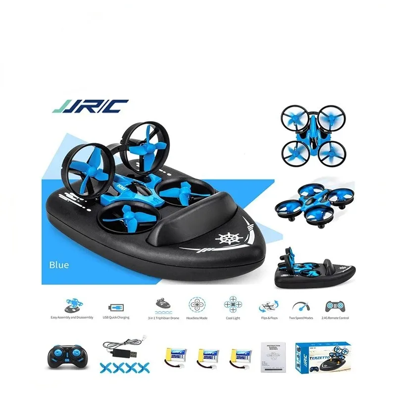 Upgraded JJRC H36F Mini Drone Helicopter 2.4G 4CH 6-Axis Gyro Speed 3D Flip Headless Mode RTF Boat Car Water Ground Air  3-mode