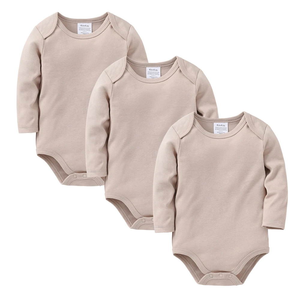 Kavkas Newborn Baby Boy Bodysuit Khaki Color Design 100% Cotton Long Sleeve Baby Girls lothes 0-24 Months Infant Costume