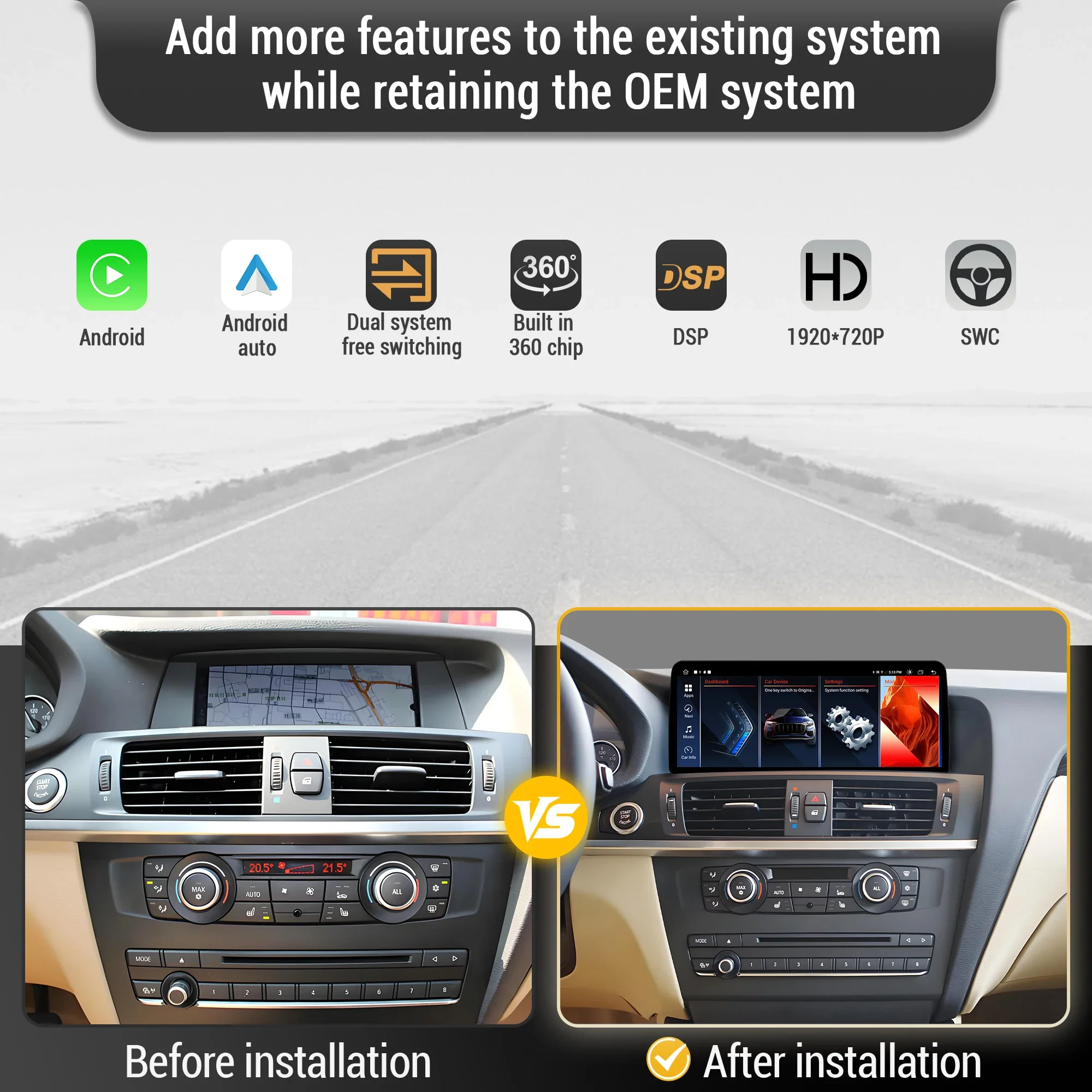 10.25 inch Left Hand Drive Android 13 For BMW X3 F25 X4 F26 2011-2017 Car Radio Wireless BT Carplay Snapdragon 680 Touch Screen