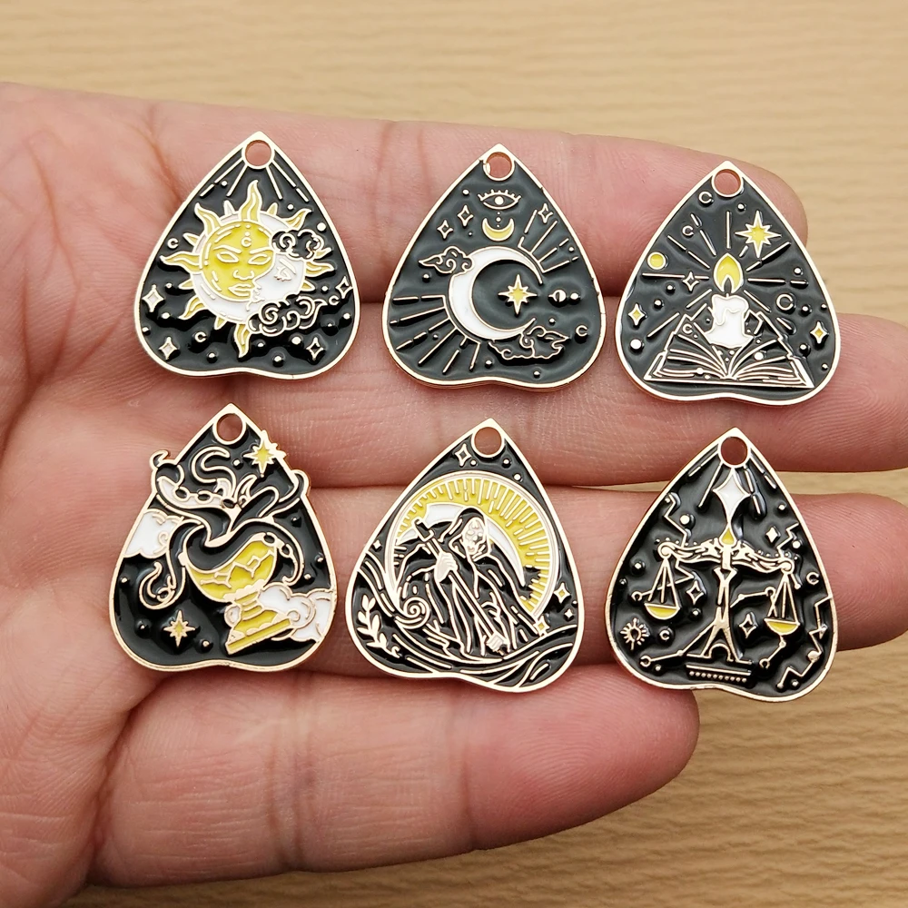 10pcs Tarot Sun Moon Witch Jewelry Charms Diy Making Accessories Earring Keychain Bracelet Pendant Alloy Metal Gold Plated