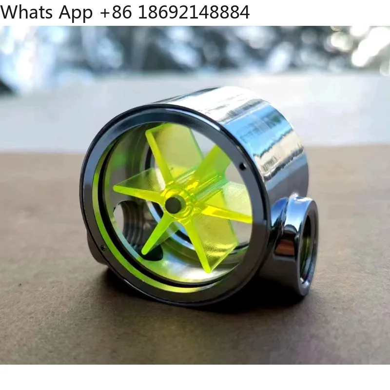 Metal Flow Meter, Water Flow Meter, Computer Water Cooled, Bright Silver, Brass, Green 6 Impeller