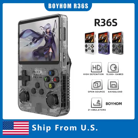 BOYHOM 64G R36S Retro Handheld Video Game Console Linux System 3.5 Inch IPS Screen Portable Pocket Video Player 128G Games