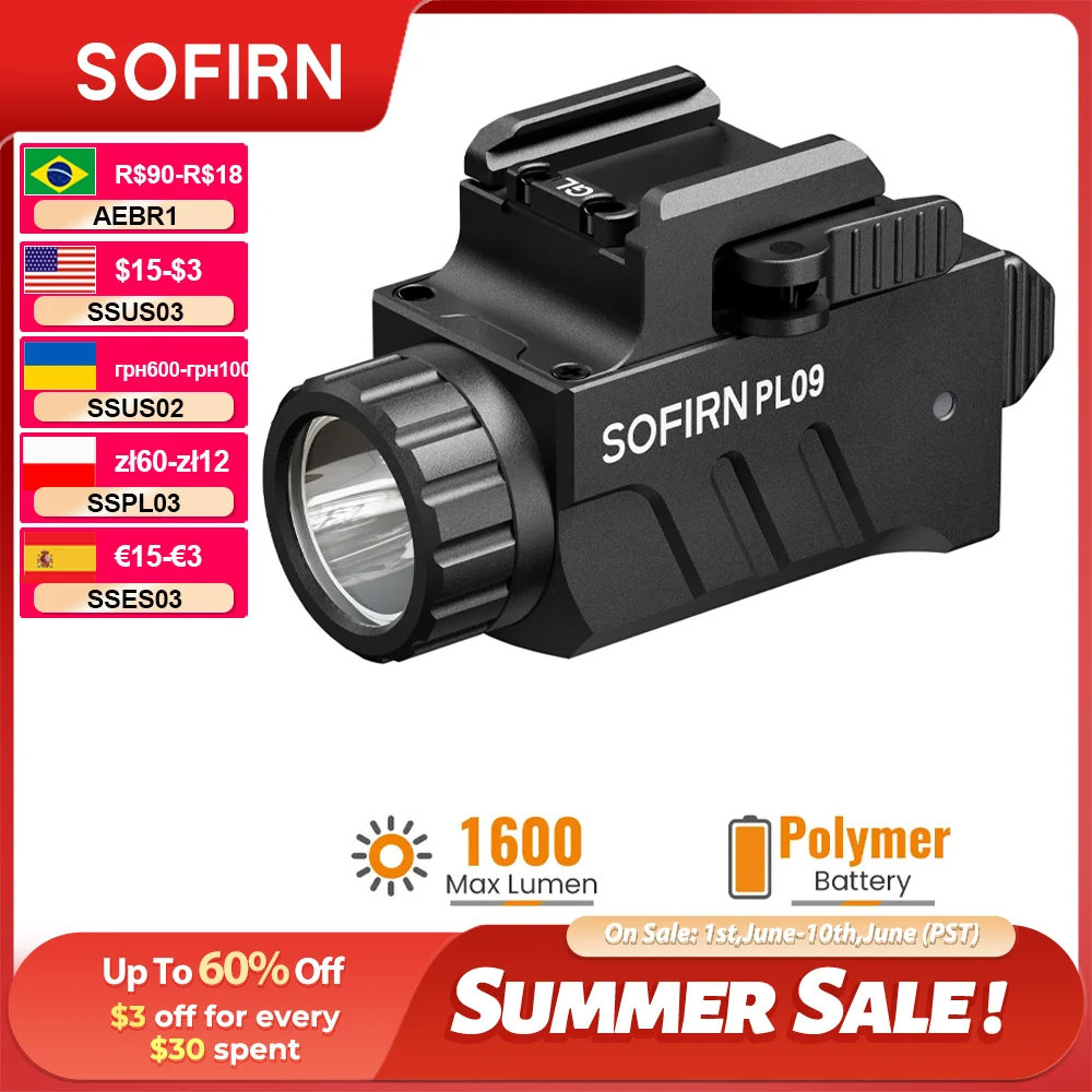 

SOFIRN PL09 Tactical Flashlight SST40 Led light 1600lm Rechargeable Light weight High Lumen with Strobe Mode