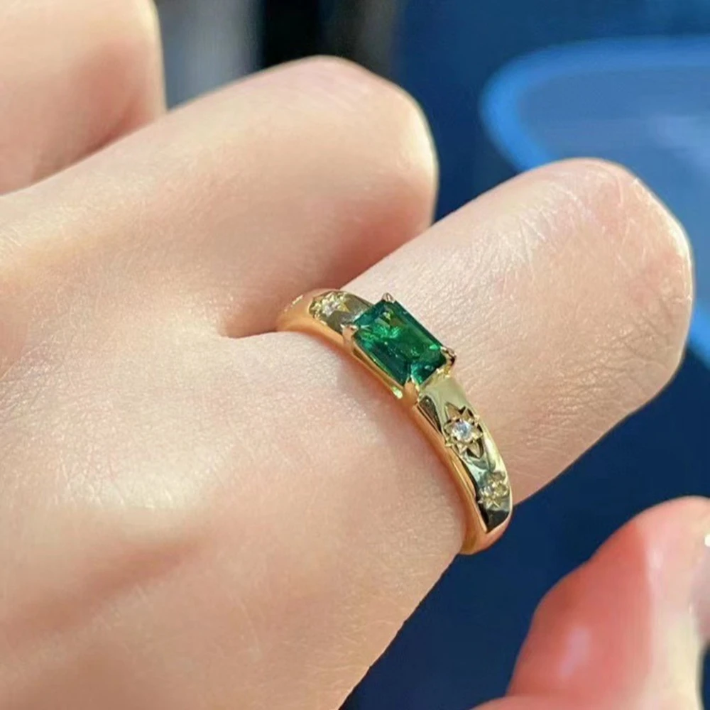 Wong Rain 18K Gold Plated 925 Sterling Silver Emerald High Carbon Diamond Gemstone Vintage Ring Fine Jewelry Anniversary Gifts