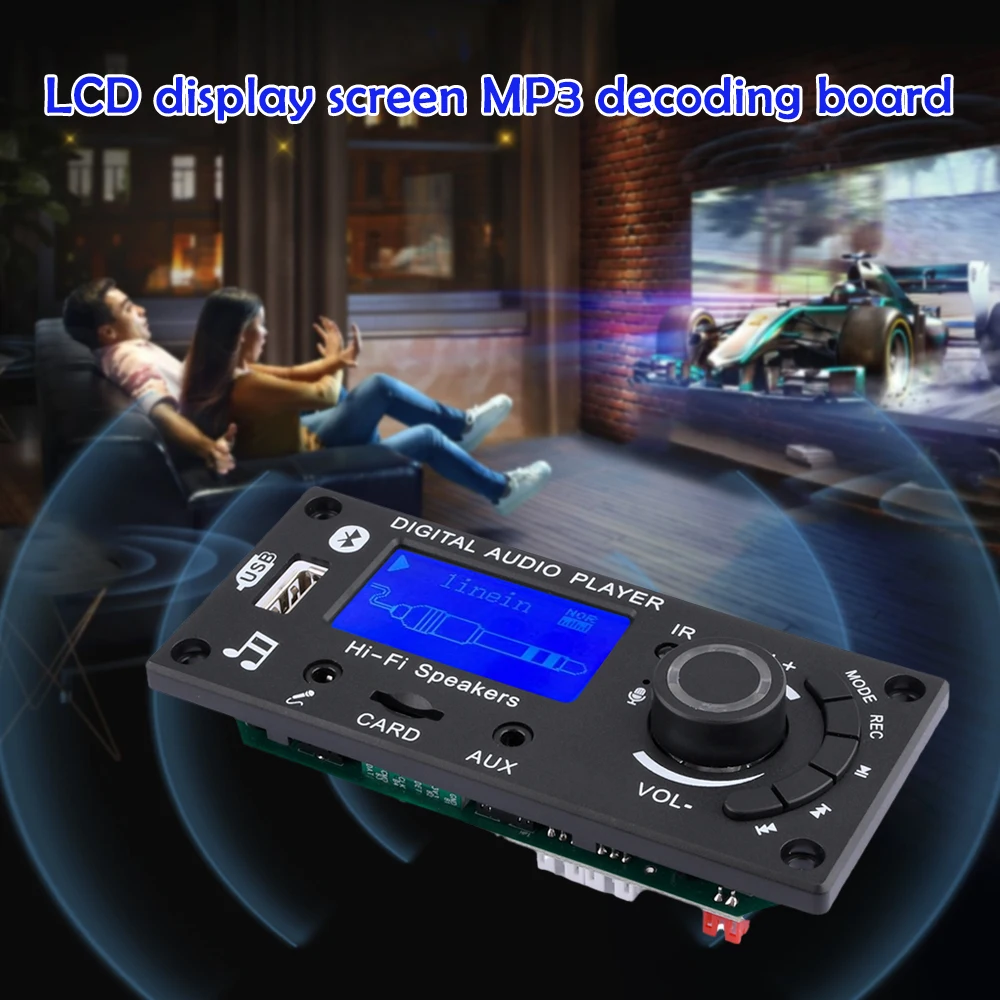 12V LCD MP3 Decoder DAC  Bluetooth 5.0 Car HiFi Audio Receiver WMA WAV FLAC APE Decoding Board With FM Radio Remote Control