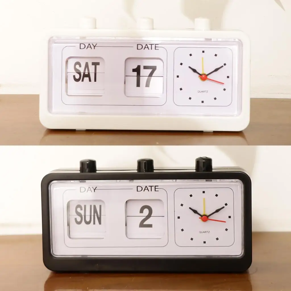 Retro Fashion Flip Clock Digtal Flip Day Date Time Display Clock