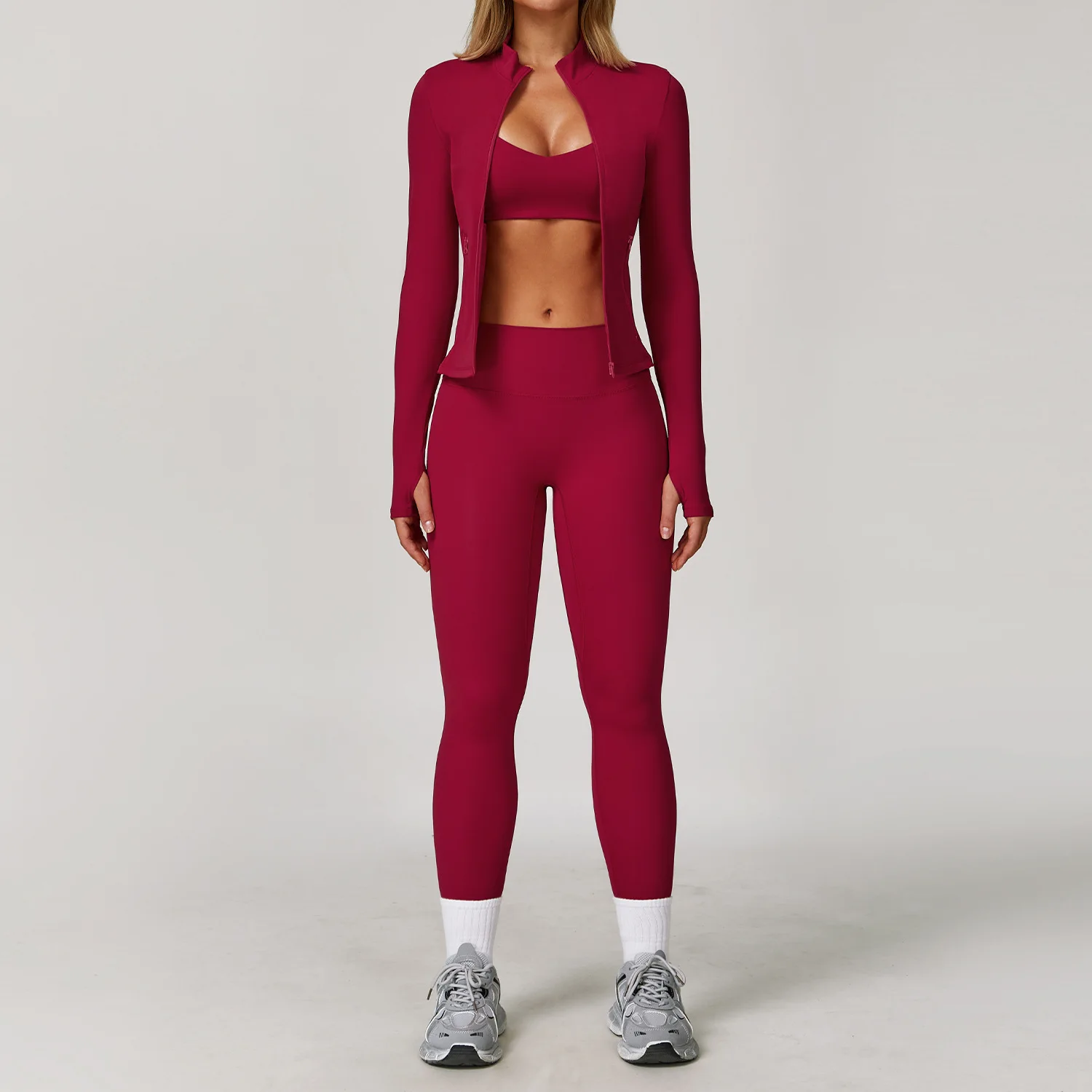 3PCS Yoga Set Women's Sportswear 2 Pieces Gym Set Women Workout Clothes High Waist Yoga Leggings Sports Bra Sets Tracksuits
