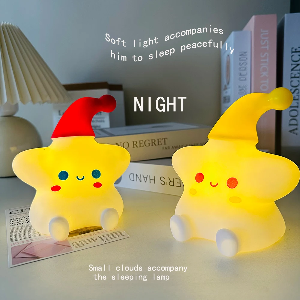 Cute cartoon shape stars nightlight bedroom bedside decoration light soft light atmosphere lamp desktop decoration pieces