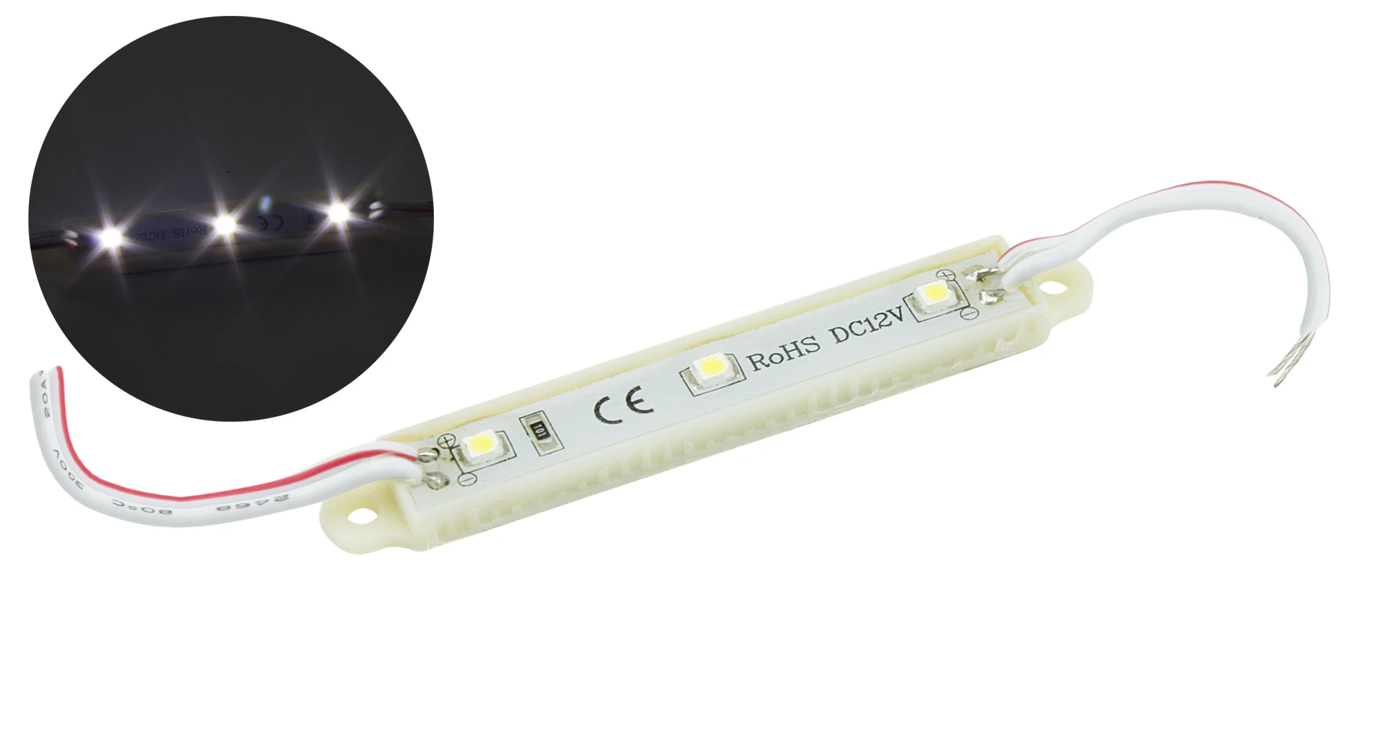 5x Mód. With 3 Leds High Brightness 12v Ip65 3528 66x12x7 White