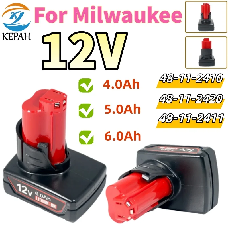 Pro Milwaukee 12V M12 18650 6000mAh lithiová náhradní baterie pro Milwaukee 48-11-1860 48-11-1850 48-11-1840 nářadí - náhled 2