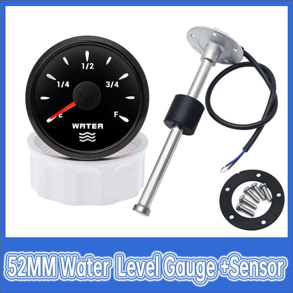 52mm 0-190ohm Water Level Meter with 7Color Backlight Digital Pointer Boat Car Gauge Waterproof Digital Pointer Car Boat Gauge