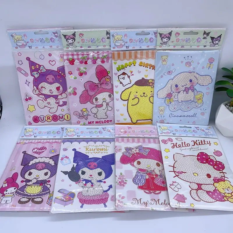 Imagem -02 - Sanrio-pintura Diamante dos Desenhos Animados para Crianças Hello Kitty Minha Melodia Cinnamoroll Artesanal Pontilhada Cristal Brinquedo Faça Você Mesmo 16 Pcs