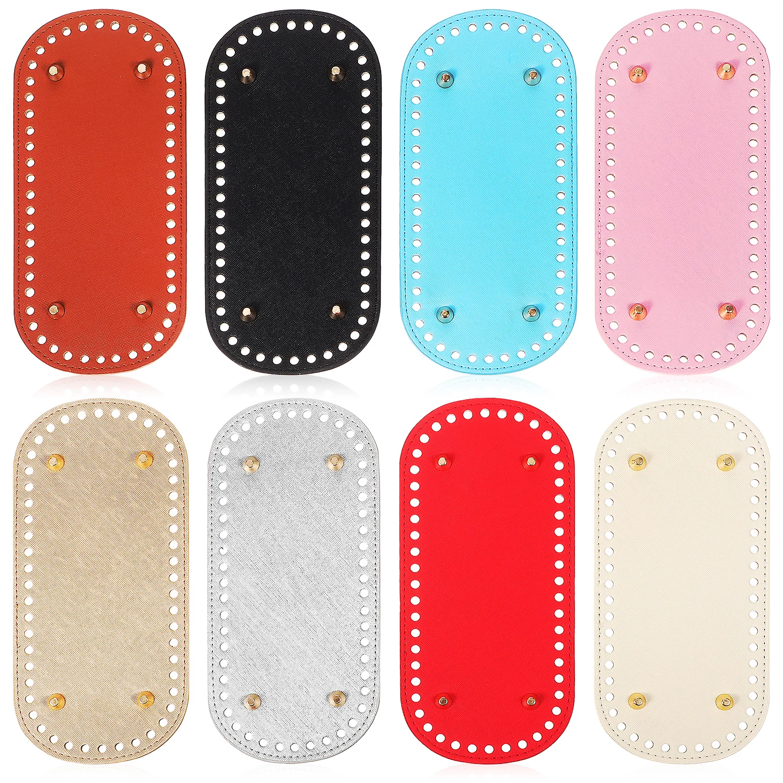 

8pcs Handbag Shaper Pad DIY Knitting Bottom Accessories Bag Base PU Soft Wear Resistant Multiple Holes Four Nails