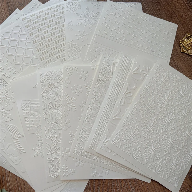 10Pcs Vintage Baroque Embossed Scrapbooking Art Paper DIY Junk Journal Planner Collage Background Craft Paper Decorate Supplies