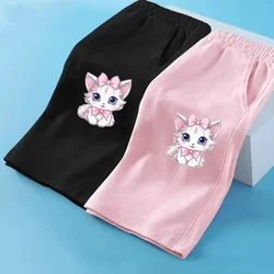 2024 Girl Summer New Pants Bow Cat Cartoon Shorts Loose Casual Short Pant 3-14T Kids Cotton Cute Trousers