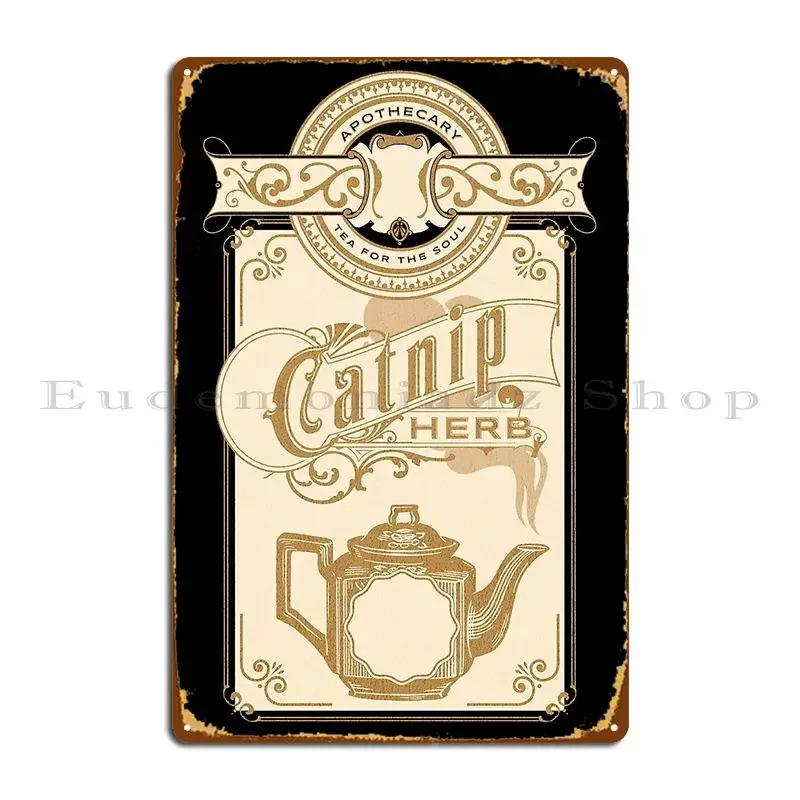 Catnip Healing Herbs Herbal Herbalism Labels Apothecary Metal Sign Design Club Kitchen Wall Decor Decoration Tin Sign Poster