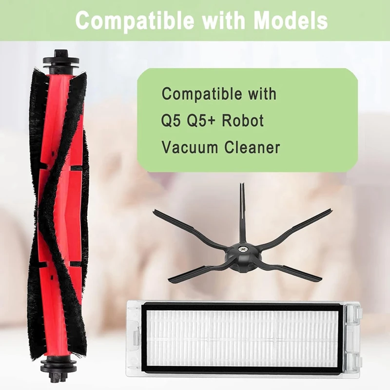 A44F-สําหรับ Roborock Q5, Q5 +, Q5 Plus หุ่นยนต์เครื่องดูดฝุ่นหลักแปรงด้านข้าง Hepa Filter ชุดอุปกรณ์เสริม