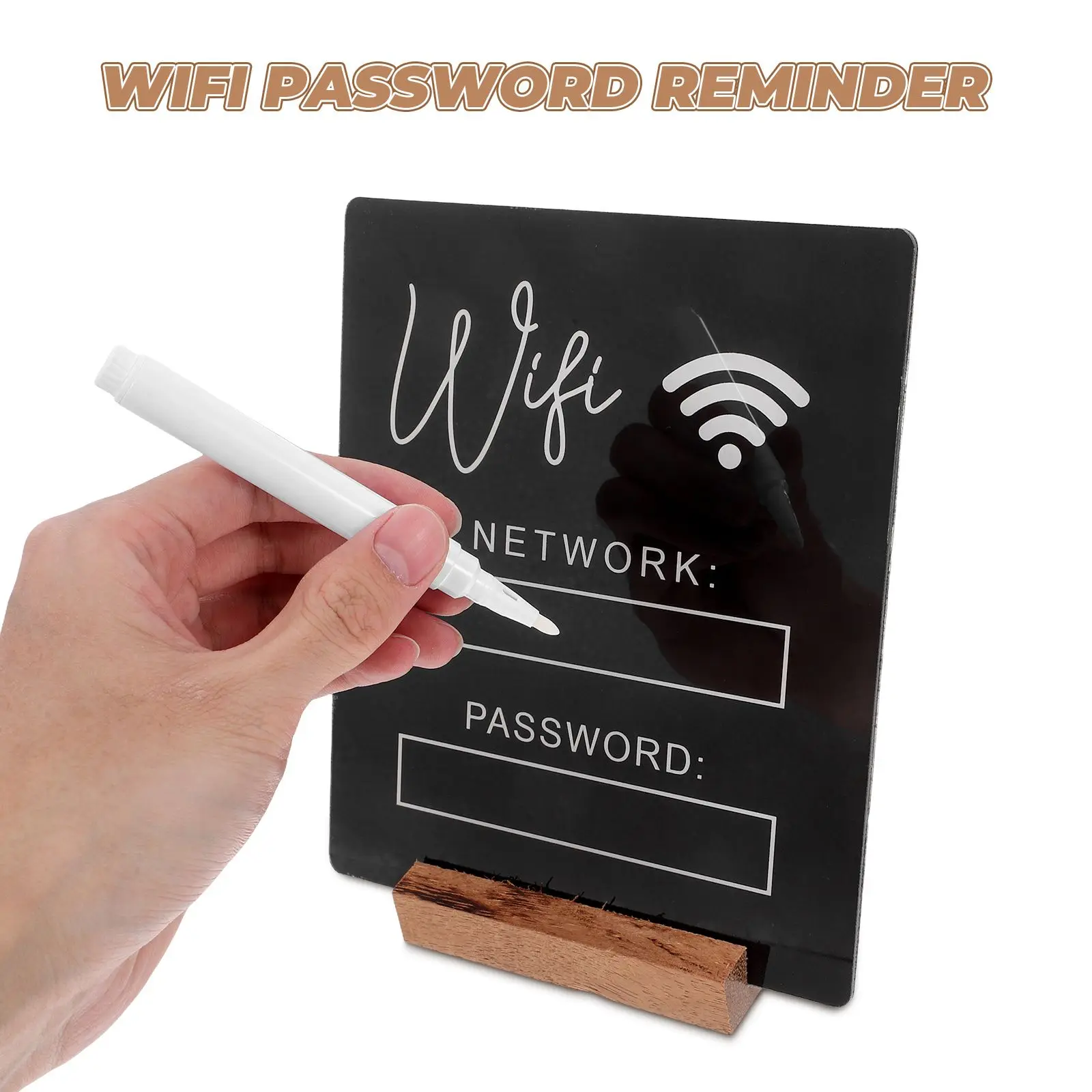 Segnale password Wifi Segnale Wifi acrilico per identificatore di rete wireless resistente ai graffi nero Home Office Restaurant