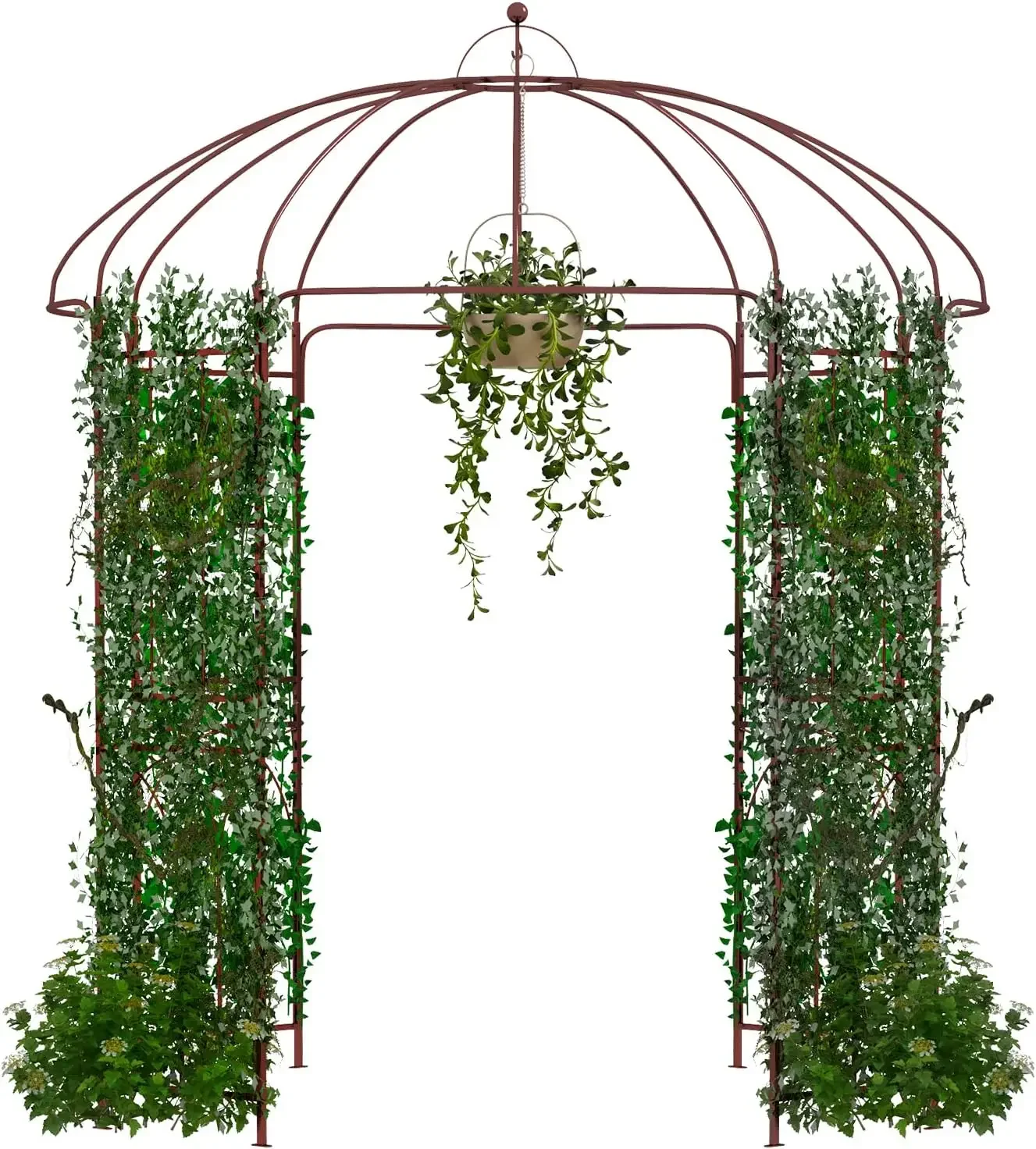 Birdcage Shape Garden Arbor, 7 x 8.4 ft Heavy Duty Metal Garden Gazebo Pergola with Trellis, Garden Arch Trellis