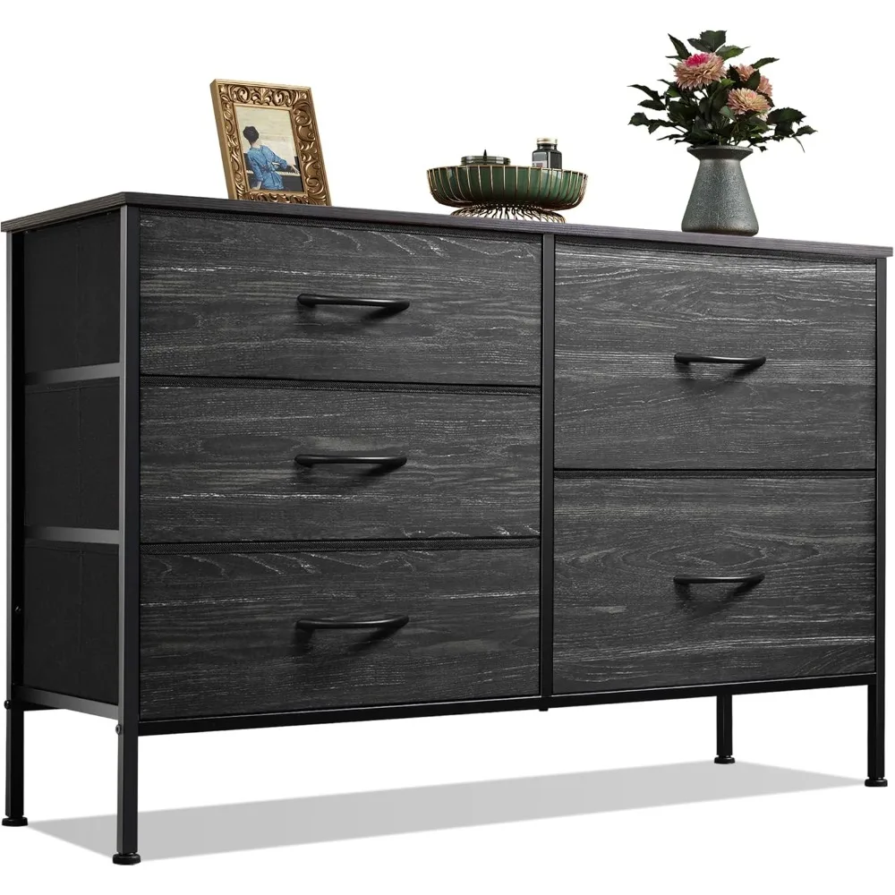 

Dresser for Bedroom with 5 Drawers, Wide Dressers with Drawer Organizers, Chest of Drawers, Fabric Dresser for Living Room, Clo
