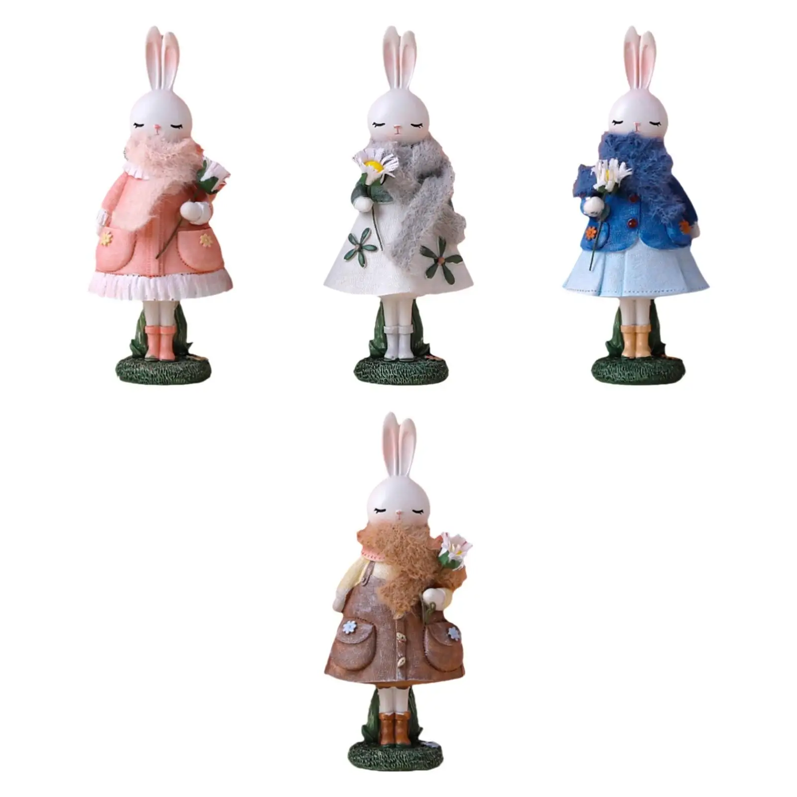 أرنب عيد الفصح تمثال الحرفية عيد الفصح الحديثة تمثال راتنج الكرتون لطيف الأرنب تمثال لمهرجان سطح المكتب المنزل مكتب رف الكتب #4