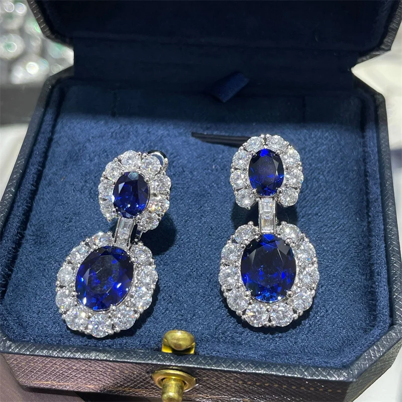 

ZFSILVER Fashion Trendy Classic s925 Silver Cultivated Gem Design Double Oval Earring For Women Accessories Jewelry Gift E3-0251