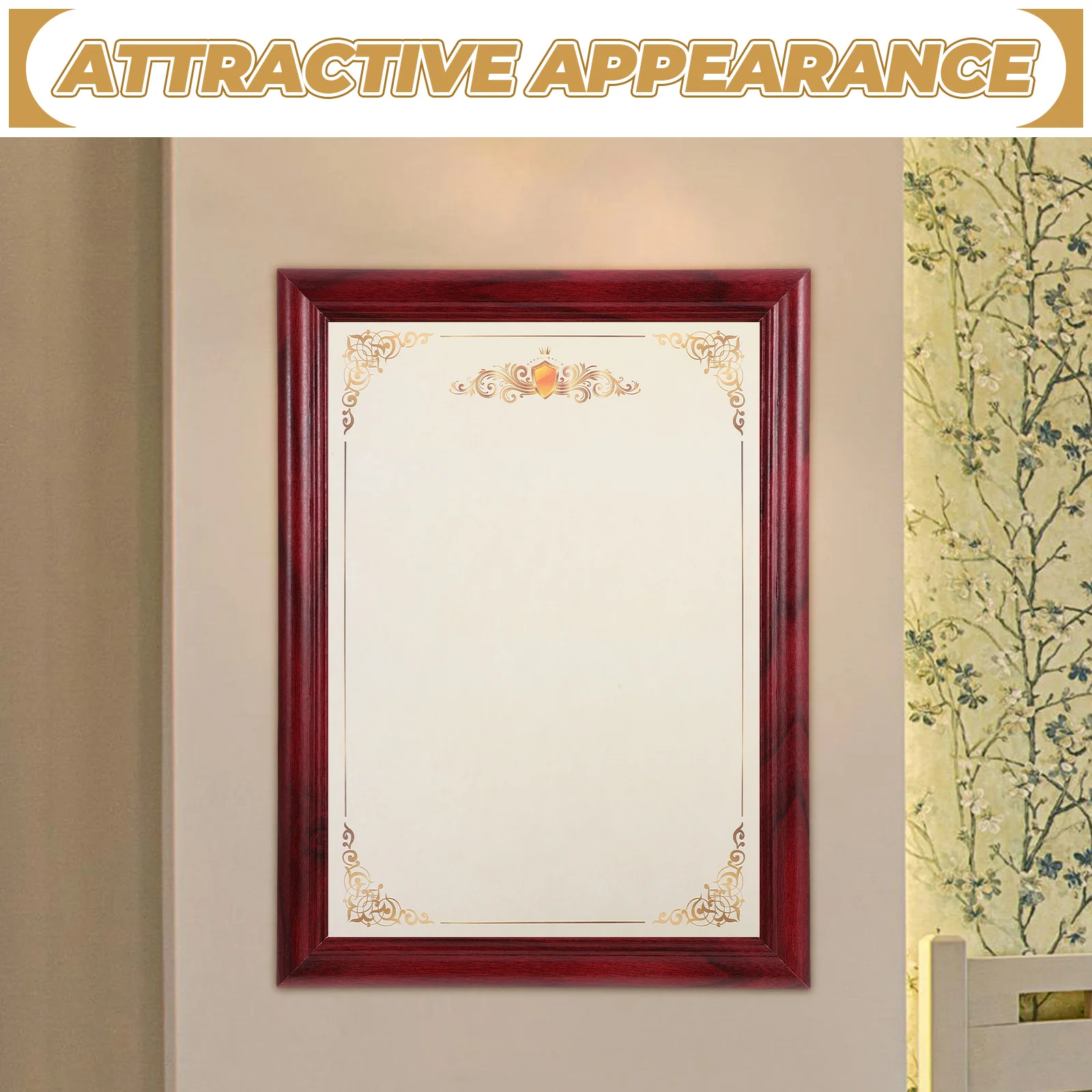 

100 Sheets A4 Blank Certificate Papers for Printing Smooth Floral Borders Award Ceremony Office Supplies Files Folder