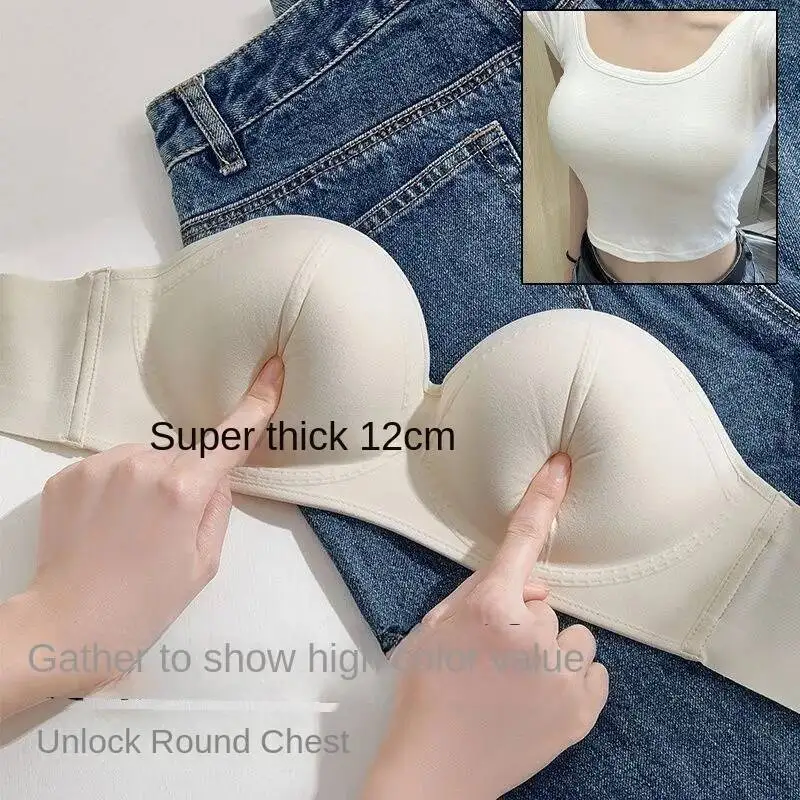 

Ультратолстый женский бюстгальтер без бретелек 12 см, пуш-ап, увеличение небольшой груди, подтяжка, красивая спина, противоскользящий, невидимый бюстгальтер,